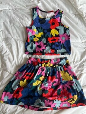 Hanna Andersson Active UV Tank & Skort Set Floral Print Size 6-7 / 120 cm